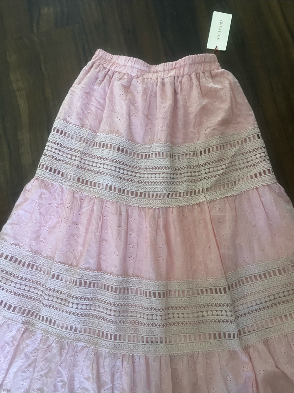 New Solitaire Light Pink Tiered Maxi Skirt size S - Picture 10 of 12
